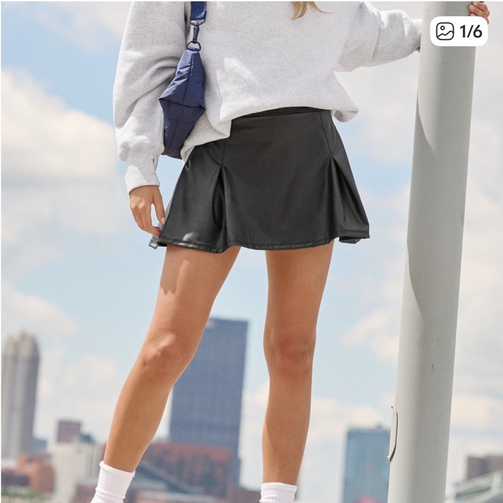 Offline Black Faux Leather Skirt